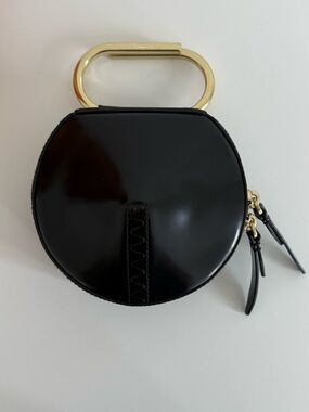 3.1 Phillip Lim Black Round Clutch with Gold Handle